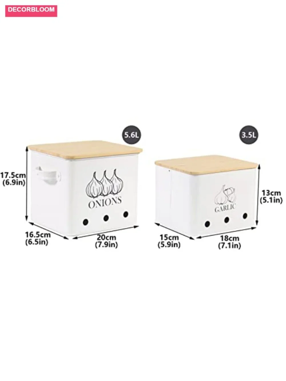 Kitchen Storage Canisters Set of 2, Onion Garlic Vegetable Storage Tins with